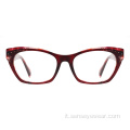 Occhiali da cornice ottica acetato con strass con strass da donna